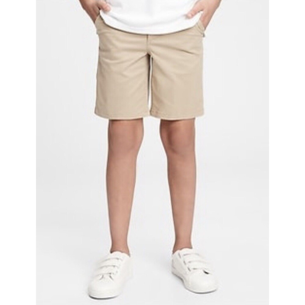 Gap Kids Boys Flat Front Khaki Tan Uniform Chino Cotton Shorts NEW 8 Regular